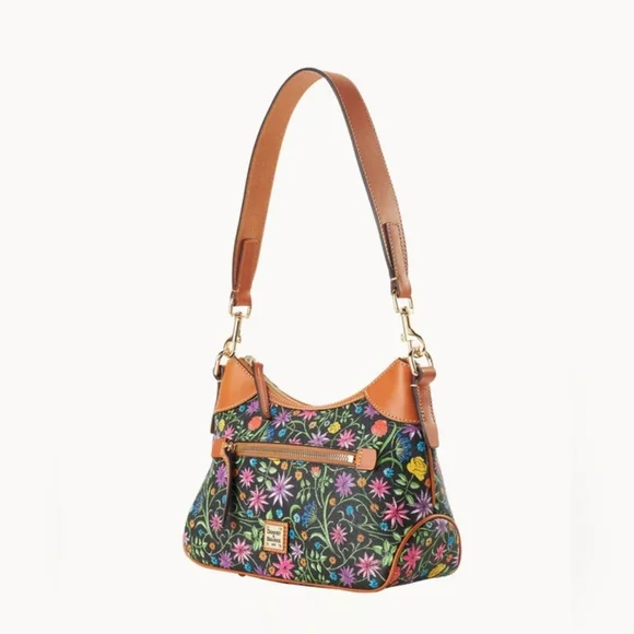 Dooney & Bourke Black Wildflowers Hobo NWT MSRP $298 - Picture 6 of 7